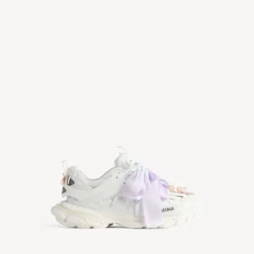 Sapatilha de corrida com laços para mulher em branco/rosa Sapatilha de corrida com laços para mulher em branco/rosa