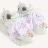 Sapatilha de corrida com laços para mulher em branco/rosa Sapatilha de corrida com laços para mulher em branco/rosa