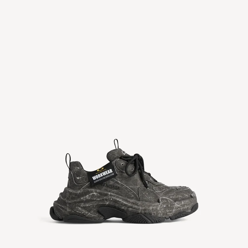 Sapatilha de lona Triple S para homem em preto Sapatilha de lona Triple S para homem em preto