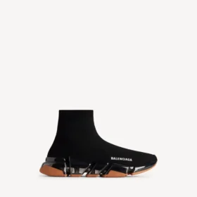 Sapatilha de malha reciclada Speed 2.0 para homem, com sola totalmente transparente, em preto/laranja
