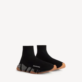 Sapatilha de malha reciclada Speed 2.0 para homem, com sola totalmente transparente, em preto/laranja