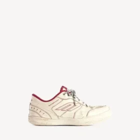 Sapatilha «Hamptons» para homem, tamanho médio, com efeito desgastado, em branco sujo/vermelho