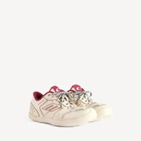 Sapatilha «Hamptons» para homem, tamanho médio, com efeito desgastado, em branco sujo/vermelho