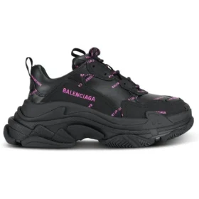 Sapatilha Triple S «All Over Logo – Preto e Rosa» 524039W2FA11050