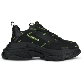 Sapatilha Triple S «Allover Logo – Preto e Amarelo Fluorescente» 536737W2FA11070