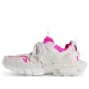 Sapatilhas com meia de treino «Malha e nylon brancos e rosa néon» 736328W3SKC9055