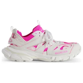 Sapatilhas com meia de treino «Malha e nylon brancos e rosa néon» 736328W3SKC9055 Sapatilhas com meia de treino «Malha e nylon brancos e rosa néon» 736328W3SKC9055