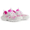 Sapatilhas com meia de treino «Malha e nylon brancos e rosa néon» 736328W3SKC9055