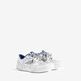Sapatilhas masculinas «Hamptons» com efeito desgastado em branco/azul escuro/cinzento