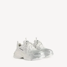 Sapatilhas Triple S Glitter Spray para mulher em branco/prateado