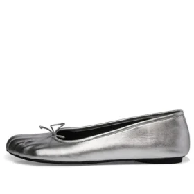 Sapatos anatómicos de bailarina «Pele de carneiro macia prateada brilhante» 714260WBFA18001