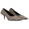 Sapatos de salto alto BB Monogram com lâmina quadrada de 60 mm «Tan» 707353W2I103020