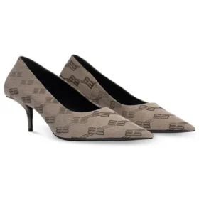 Sapatos de salto alto BB Monogram com lâmina quadrada de 60 mm «Tan» 707353W2I103020