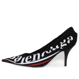 Sapatos de salto alto com logótipo da campanha «Preto» 495777W06001091