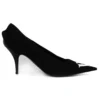 Sapatos de salto alto com logótipo da campanha «Preto» 495777W06001091
