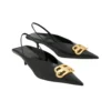 Sapatos de salto alto com tiras traseiras e lâmina quadrada «Black» 691740WAWNC1088