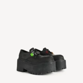 Sapatos Derby de plataforma «Strike» para mulher com pingentes, em preto/multicolorido