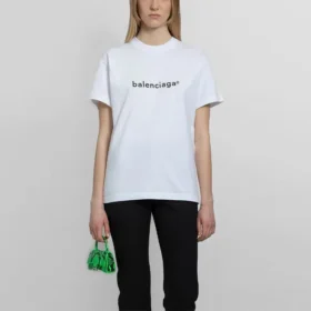 SS21 Camiseta casual com logótipo alfabético, manga curta, tamanho grande, branca 612965TIV549040