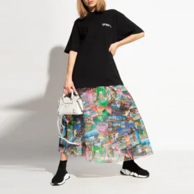 SS21 Camiseta de manga curta com bordado, preta 641655TKV861070