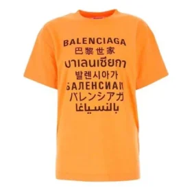 SS21 Letter Printing Gola Redonda Laranja 612965TJVI37513