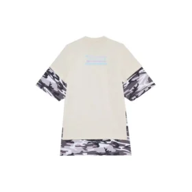 SS21 Retro de Dupla Camada, Manga Curta, Branco 641584TJVI19013