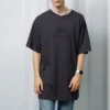 T-shirt BB de malha entrelaçada desbotada de tamanho grande «Navy Black» 583214TFV658060