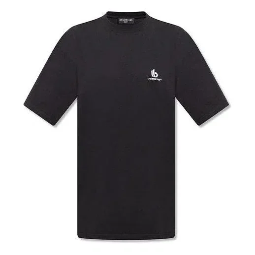T-shirt com logótipo «B» desportiva, corte largo «Preto» 681045TLVN11070