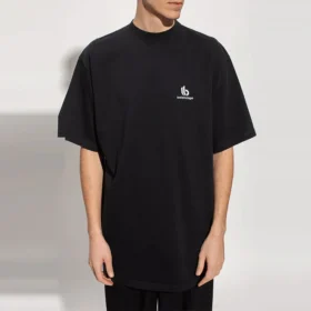 T-shirt com logótipo «B» desportiva, corte largo «Preto» 681045TLVN11070