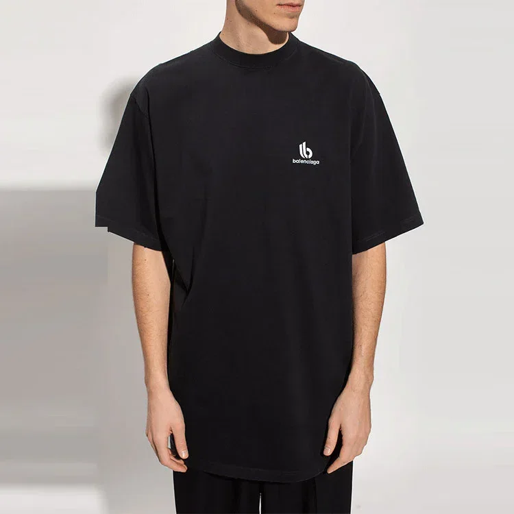 T-shirt com logótipo «B» desportiva, corte largo «Preto» 681045TLVN11070