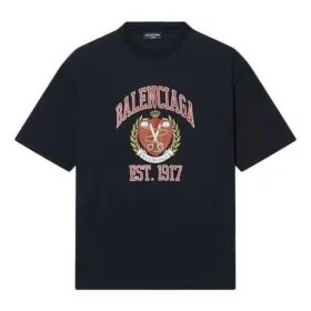 T-shirt com logótipo Varsity, corte médio «Preto» 612966TLV891076