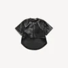 T-shirt curta com cauda para mulher, em preto