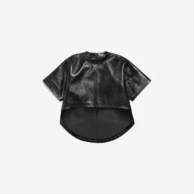 T-shirt curta com cauda para mulher, em preto