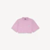 T-shirt curta feminina «520 stickers» em rosa antigo/branco