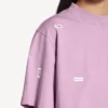 T-shirt curta feminina «520 stickers» em rosa antigo/branco