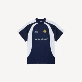 T-shirt de futebol masculina oversized em azul-marinho
