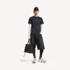 T-shirt de manga comprida techwear para homem em azul-marinho/branco