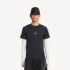 T-shirt de manga comprida techwear para homem em azul-marinho/branco