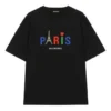 T-shirt de manga curta masculina Balenciaga Paris Love com estampado, espessura normal, preta 594579TGV431000
