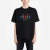 T-shirt de manga curta masculina Balenciaga Paris Love com estampado, espessura normal, preta 594579TGV431000