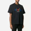 T-shirt de manga curta masculina Balenciaga Paris Love com estampado, espessura normal, preta 594579TGV431000