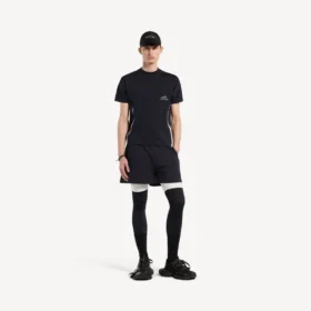 T-shirt de manga curta techwear para homem em azul-marinho/branco