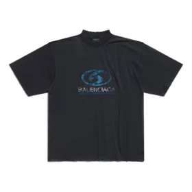 T-shirt de surfista, corte médio «Black Blue» 764235TPVM31412