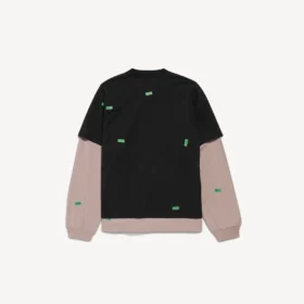 T-shirt dupla híbrida masculina «520 stickers» em preto/verde