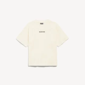 T-shirt feminina Balenciaga com design nas costas e corte médio, na cor creme