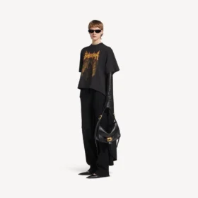 T-shirt feminina Balenciaga «Sacra Cœur» com cauda, em preto