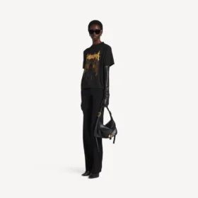 T-shirt feminina Balenciaga Sacra Cœur de corte médio em preto