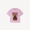 T-shirt feminina Balenciaga Sacra Cœur de corte médio em rosa antigo