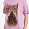 T-shirt feminina Balenciaga Sacra Cœur de corte médio em rosa antigo