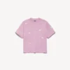 T-shirt feminina com corte médio e design «520 stickers» em rosa antigo/branco