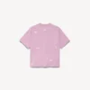 T-shirt feminina com corte médio e design «520 stickers» em rosa antigo/branco
